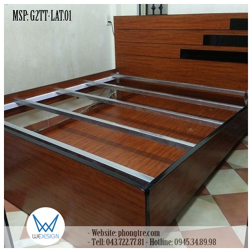 Kết cấu khung giường tầng trên của giường tầng thấp 1m8 vân gỗ Lát