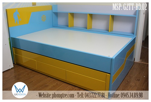 Giường tầng thấp MSP: G2TT-BD.02 sắc màu vàng và xanh da trời vui tươi