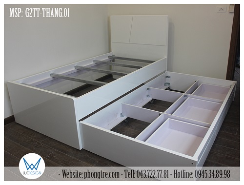Kết cấu của giường tầng thấp có 3 ngăn kéo MSP: G2TT-THANG.01