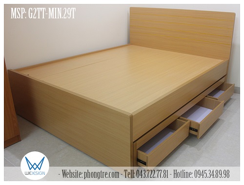 Giường tầng thấp đa năng MSP: G2TT-MIN.29T có 3 ngăn kéo, tăng thêm tiện ích trong lưu trữ của phòng ngủ có diện tích nhỏ