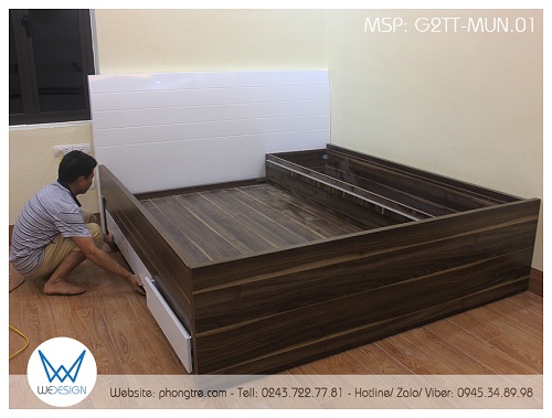 Kết cấu giường tầng thấp đa năng G2TT-MUN.01