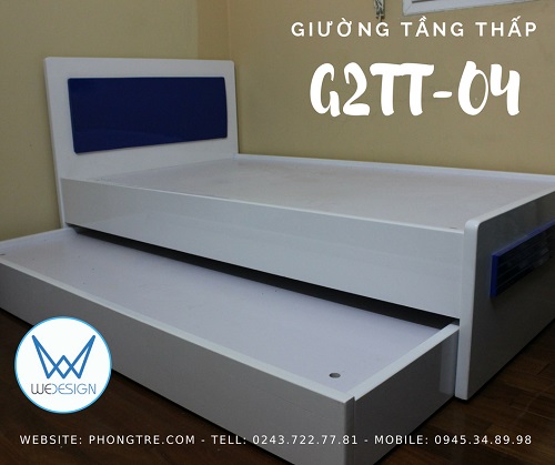 Giường tầng thấp G2TT-04 màu xanh dương dành cho trẻ em