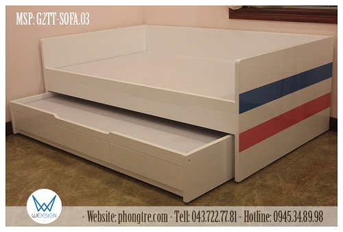 Giường tầng thấp sofa MSP: G2TT-SOFA.03 được sản xuất ở kích thước 1m2