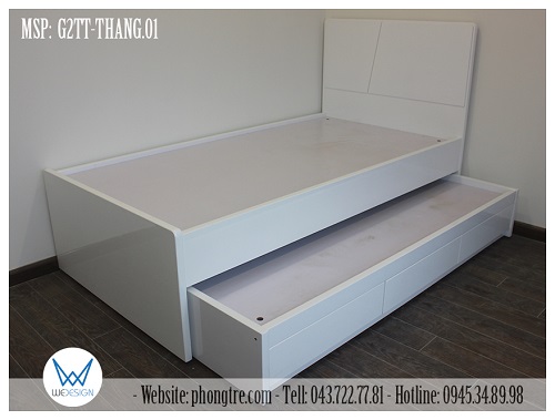 Giường tầng thấp có 3 ngăn kéo MSP: G2TT-THANG.01 màu trắng