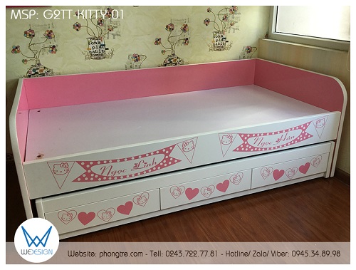 Giường tầng thấp kiểu sofa chủ đề Hello Kitty G2TT-KITTY.01