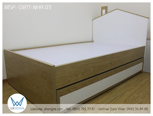 Mẫu thiết kế giường tầng thấp ngôi nhà G2TT-NHA.03
