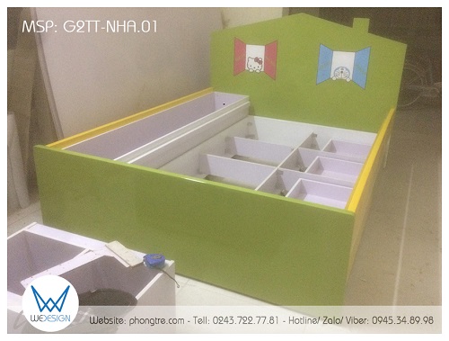Kết cấu khung giường tầng thấp đa năng G2TT-NHA.01