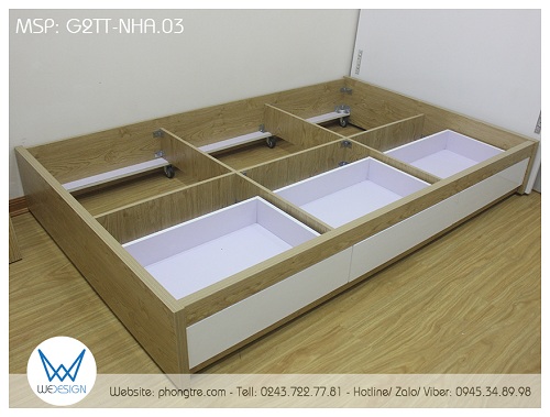 Kết cấu giường tầng dưới của giường tầng thấp ngôi nhà G2TT-NHA.03
