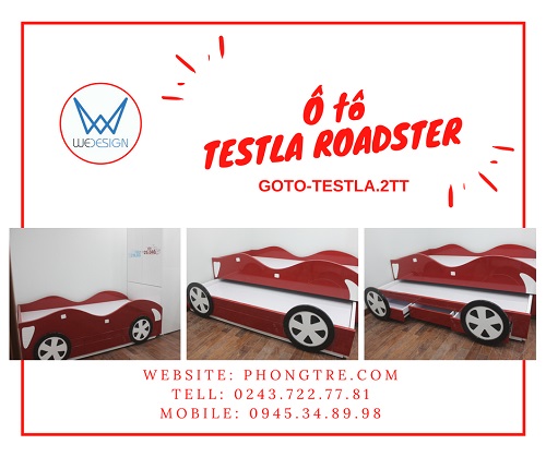 Giường tầng thấp ô tô thể thao mui trần Testla Roadster GOTO-TESTLA.2TT