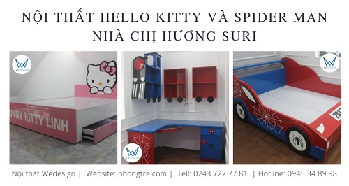 Nội thất Hello Kitty và Spider Man nhà chị Hương Suri