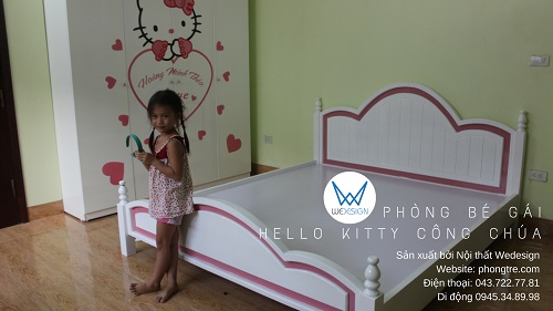 Phòng ngủ Hello Kitty công chúa của bé Minh Thảo