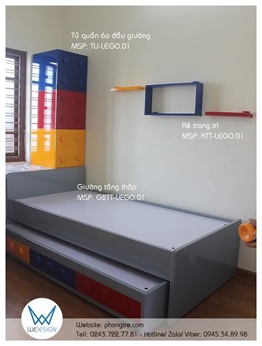 Kệ trang trí treo tường là vị trí trưng bày các hình xếp Lego trang trí tường cho phòng ngủ Lego của bé