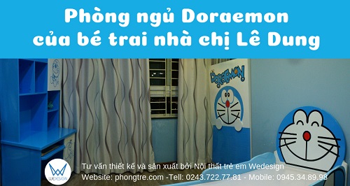 Phòng ngủ Doraemon của bé trai nhà chị Lê Dung