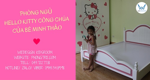 Phòng ngủ Hello Kitty công chúa của bé Minh Thảo