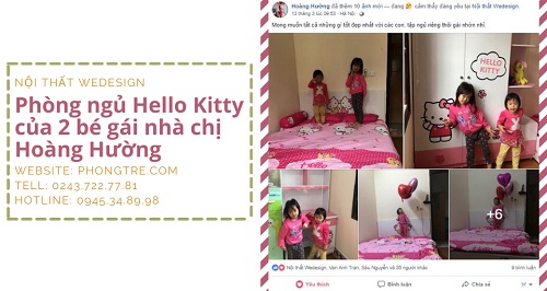 Phòng ngủ Hello Kitty của 2 bé gái nhà chị Hoàng Hường