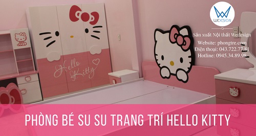 Phòng ngủ Hello Kitty và nơ của bé Su Su