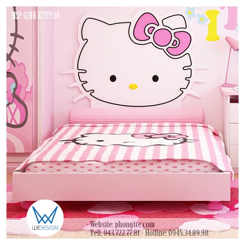 Mẫu thiết kế 3D giường Hello Kitty có 2 ngăn kéo MSP: G2NK-KITTY.04