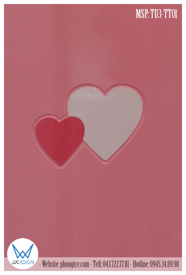Chi tiết trai tim trang trí trên cánh tủ áo MSP: TU3-TT01