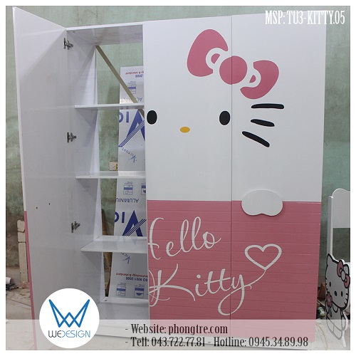Kết cấu buồng tủ nhỏ của tủ Hello Kitty MSP: TU3-KITTY.05 của bé Bảo Yến