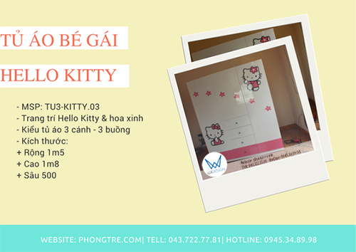 Video tủ áo Hello Kitty và hoa xinh MSP: TU3-KITTY.03
