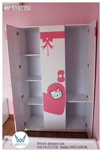 Kết cấu tủ áo Hello Kitty MSP: TU3-KITTY.02