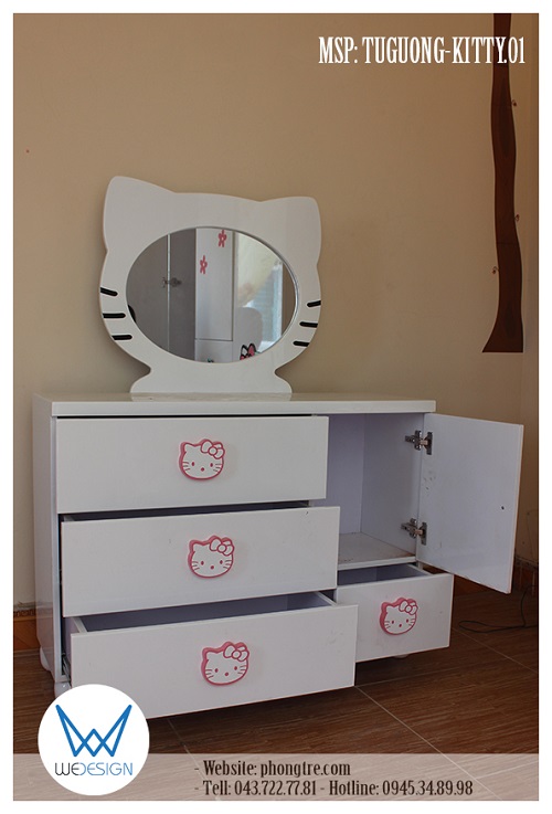 Tủ gương Hello Kitty MSP: TUGUONG-KITTY.01 có thiết kế tiện ích