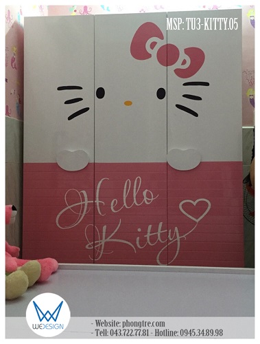 Tủ áo Hello Kitty TU3-KITTY.05 của bé Bảo Yến kiểu tủ áo cánh mở, rộng 1m5