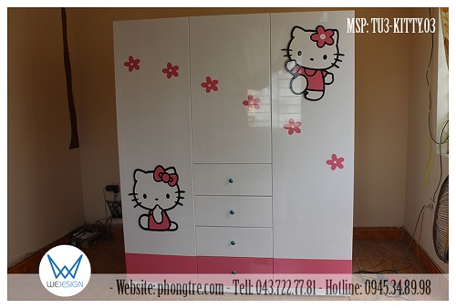 Tủ quần áo Hello Kitty và hoa xinh MSP: TU3-KITTY.03