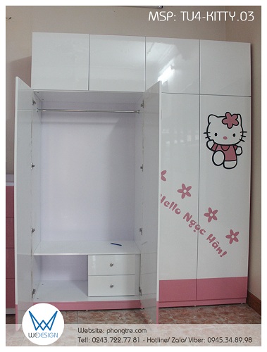 Buồng tủ bên trái của tủ quần áo Hello Kitty TU4-KITTY.03