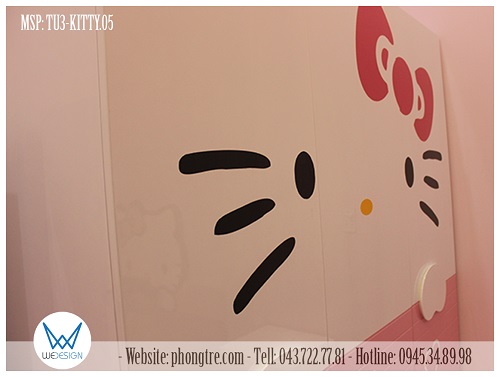 Tạo hình Mèo Hello Kitty đeo nơ trên tủ áo Hello Kitty MSP: TU3-KITTY.05