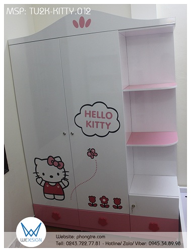Tủ quần áo Hello Kitty TU2K-KITTY.012 dùng chung của 2 bé gái nhà chị Hoàng Hường
