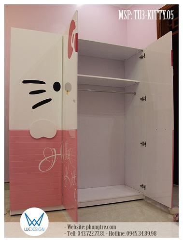 Kết cấu buồng lớn của tủ quần áo Hello Kitty TU3-KITTY.05
