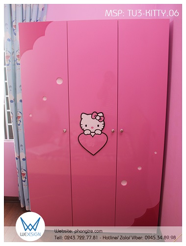 Tủ quần áo Hello Kitty ôm trái tim của bé Ngọc Vân