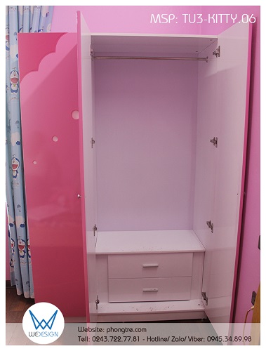 Buồng tủ lớn treo quần áo và hộc 2 ngăn kéo để đồ lót cho bé Ngọc Vân