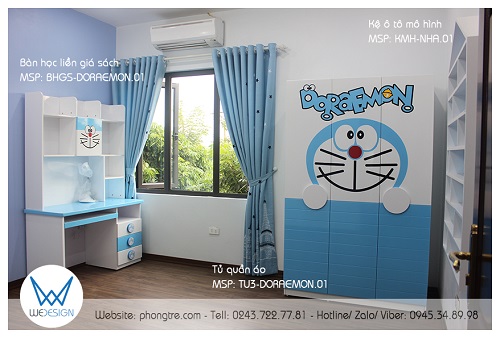 View phòng ngủ Doraemon của bé trai nhà chị Nhung